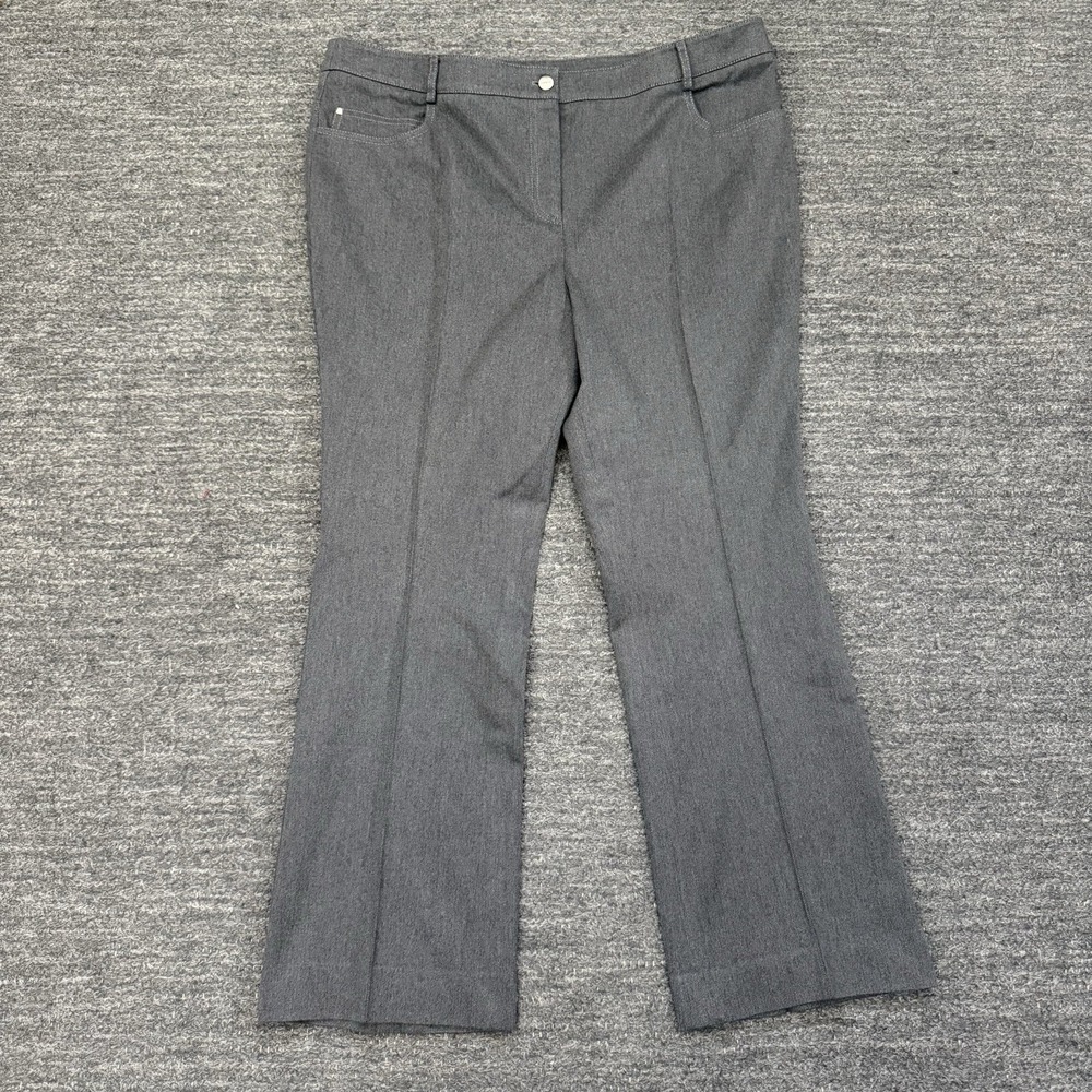 Akris Pants Women 18 Gray Cotton Stretch Trousers Bootcut Office Career Designer